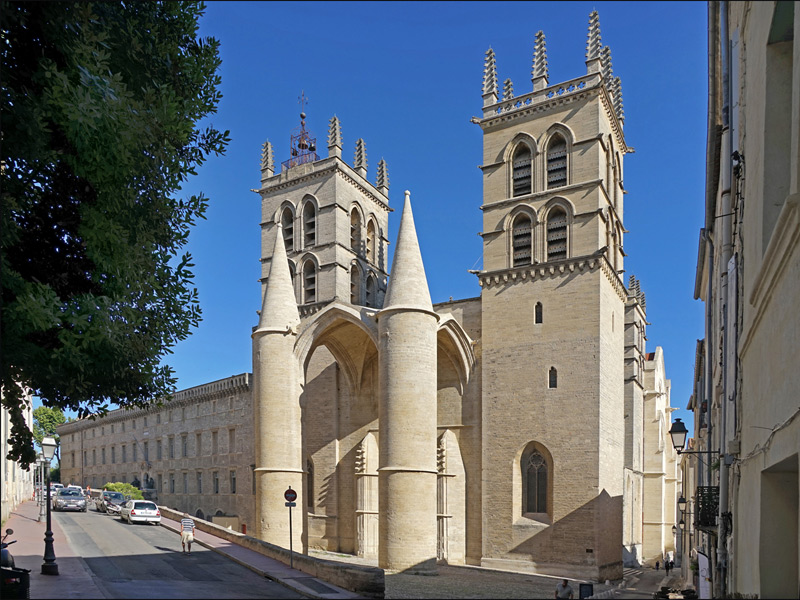 Catedral de Montpellier, con su pórtico de entrada