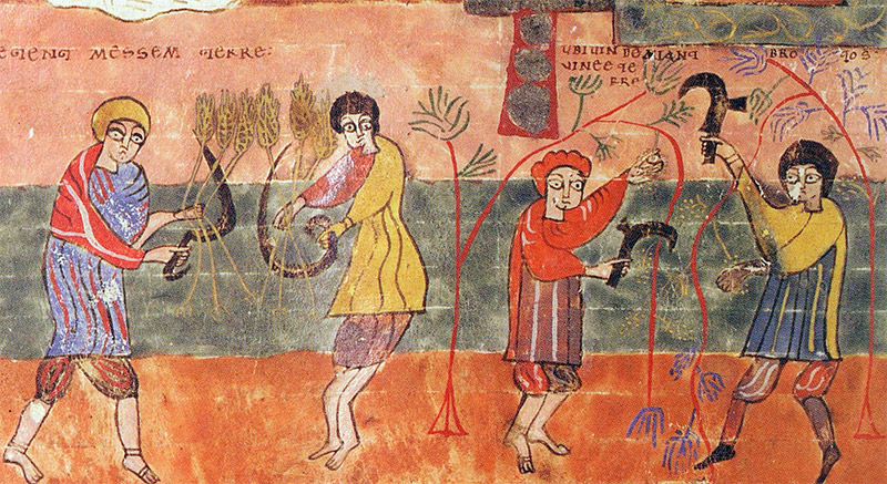 Campesinos trabajando. Fragmento de una imagen del Beato de Valcavado